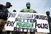 Nigerians demonstrates on the streets of Lagos to commemorate Nigeria's Democracy Day in Lagos