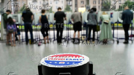 Early voting during primary election in Brooklyn, New York