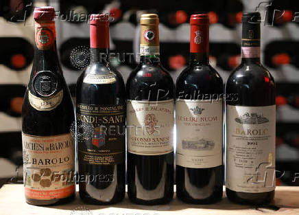 Bottles of European wines are pictured in a wine cellar in Berlin