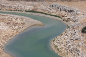 A view of the drought-stricken Lake Qaraoun, according to The Litani River National Authority, Lebanon's largest reservoir on the Litani River, near Qaraoun village