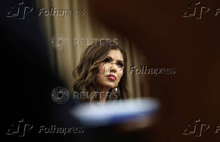Secretary of Homeland Security Kristi Noem testifes on Capitol Hill in Washington