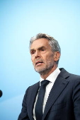 Dutch Prime Minister Dick Schoof speaks to the press after the Council of Ministers