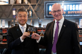 First Minister of Scotland John Swinney and Japanese Ambassador to the UK, Hiroshi Suzuki, visit the Auchentoshan Distillery