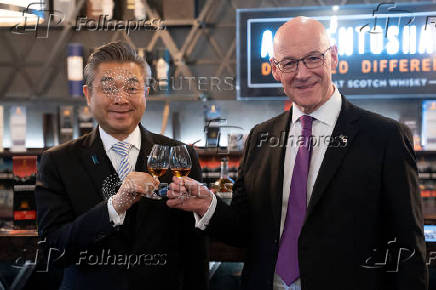 First Minister of Scotland John Swinney and Japanese Ambassador to the UK, Hiroshi Suzuki, visit the Auchentoshan Distillery