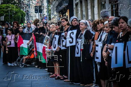 'Women in Black against the war' protest in Naples in solidarity for Palestine