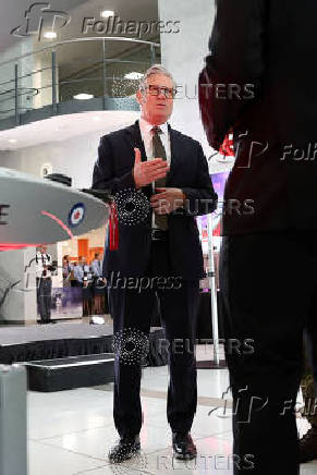 Britain's Prime Minister Keir Starmer visits a defence contractor in Bedfordshire