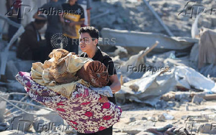 Aftermath of an Israeli strike on an UNRWA school sheltering displaced people, in the Bureij camp in the central Gaza Strip