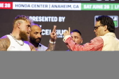 Boxers Jake Paul and Julio Cesar Chavez Jr. hold press conference for upcoming boxing mastch