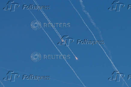 Missiles launched from Iran towards Israel are seen from Tubas