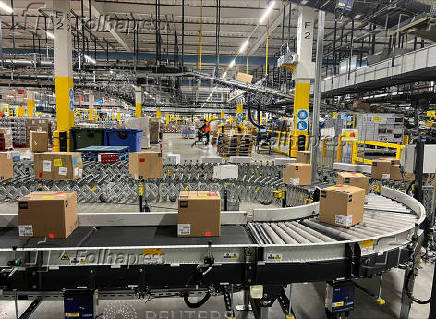 FILE PHOTO: View of an Amazon warehouse in Dartford