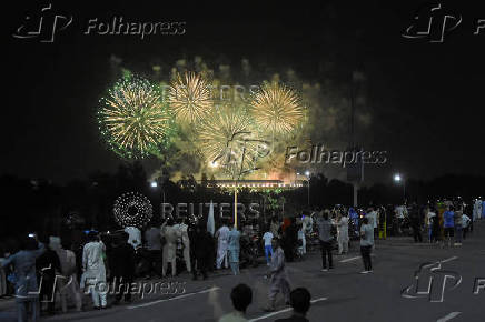 People attend Pakistan's Independence Day celebration in Lahore