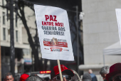 Protesto dos servidores municipais em frente a Prefeitura de São Paulo
