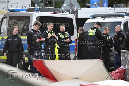 Aftermath of a knife attack at Hamburg's main train station