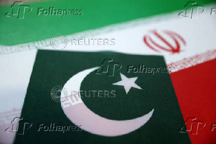 Illustration shows Pakistan and Iran flags
