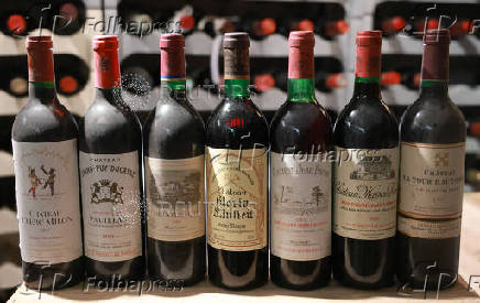 Bottles of European wines are pictured in a wine cellar in Berlin