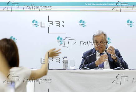 United Nations Secretary-General Antonio Guterres attends press conference at the Tokyo International Conference on African Development (TICAD IX)