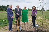 Britain's King Charles and Queen Camilla are joined by King Carl XVI Gustaf and Queen Silvia of Sweden, to plant a Swedish oak tree in the Home Park of Windsor Castle