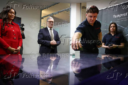 Britain's Prime Minister Keir Starmer visits a defence contractor in Bedfordshire
