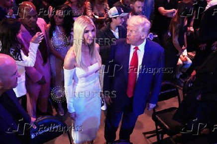 U.S. President Donald Trump attends the UFC-316 mixed martial arts event, in Newark