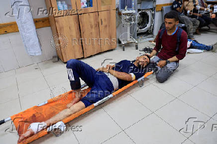 People receive treatment at Nasser Hospital in Khan Younis, southern Gaza Strip