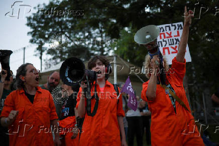 People protest demanding the release of all hostages kidnapped during the October 7, 2023 attack on Israel by Hamas in Tel Aviv