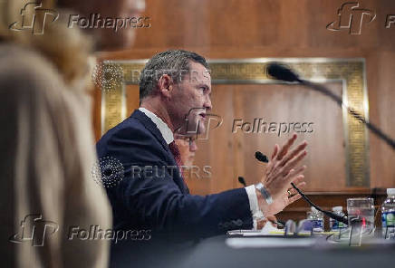 Former National Security adviser Mike Waltz, sits to testify before a Senate Foreign Relations Committee confirmation hearing on Capitol Hill