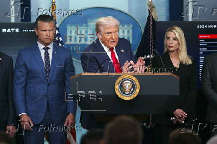 US President Donald Trump addresses the media at the White House