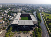 A drone view shows Roazhon Park, home of Stade Rennes