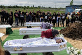 Funeral of the Tamara, Stanislav and Roman Martyniuk who were killed in a Russian missile strike in Korostyshiv