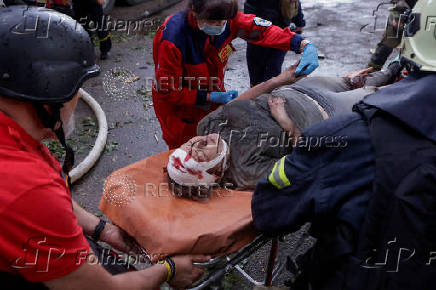 Aftermath of a Russian drone attack in Kharkiv