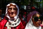 Protest against conditions in Gaza, demanding that the caretaker government impose sanctions against Israel, in Brussels