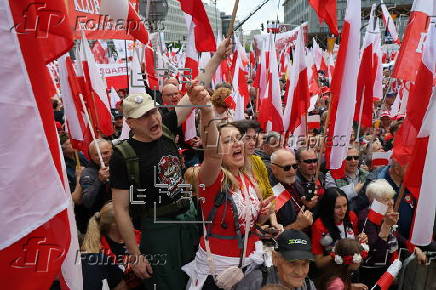 Rally for Polish presidential candidate Karol Nawrocki