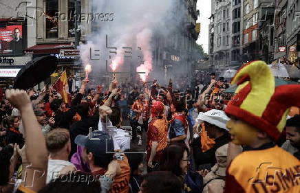 Galatasaray SK celebrate winning the Turkish Super League Championship