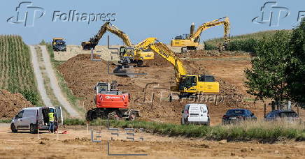 Natural gas pipeline construction site in Hueffenhardt, Germany
