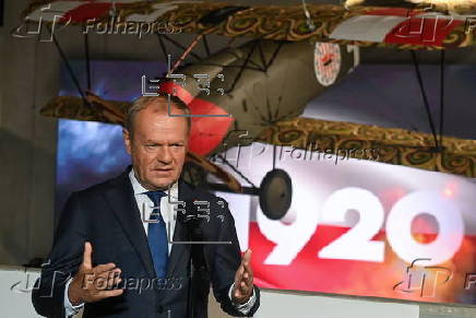 Polish Prime Minister Donald Tusk visits Museum of the Battle of Warsaw 1920 in Ossow
