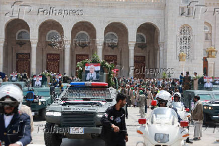 Funeral procession of Houthi government officials killed in an Israeli strike, in Sanaa