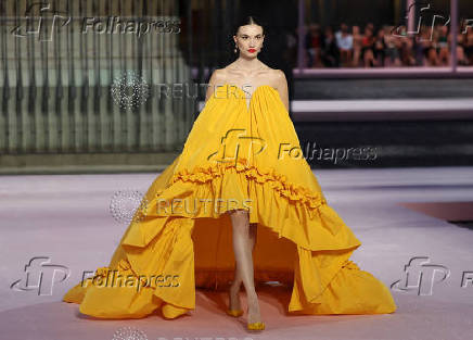 Carolina Herrera presents spring-summer 2026 collection in Madrid's Plaza Mayor