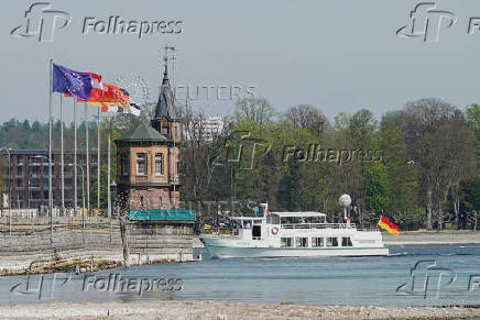 Low water level of Lake Constance (Bodensee) in Constance