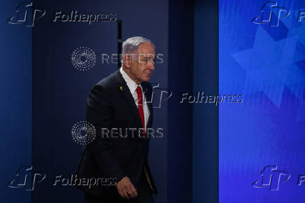 Israeli Prime Minister Netanyahu speaks attends a press conference, in Jerusalem