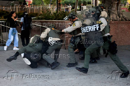 Protest against federal immigration sweeps, in Los Angeles