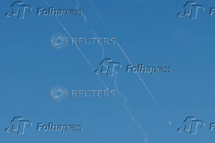 Missiles launched from Iran towards Israel are seen from Tubas
