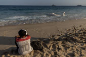 Filhote de baleia Jubarte morto, encalha na praia de São Conrado, no Rio de Janeiro