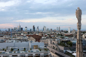 FILE PHOTO: A view shows Milan's skyline during sunset in Milan