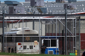 A bus enters the Bluebonnet Detention Facility, where Venezuelan migrants at the center of a Supreme Court ruling on deportation are held, in Anson