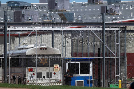 A bus enters the Bluebonnet Detention Facility, where Venezuelan migrants at the center of a Supreme Court ruling on deportation are held, in Anson