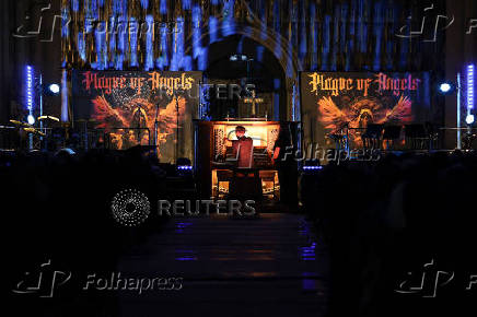 Organist David Pipe plays the organ at York Minster
