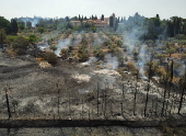 Wildfires burn in the Jerusalem hills, central Israel