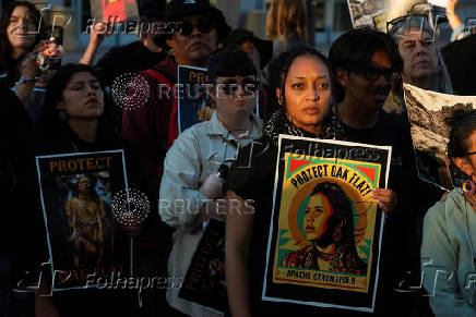 Protest to stop the sale of Oak Flat, land considered sacred by the Apache, to Resolution Copper in Phoenix, Arizona