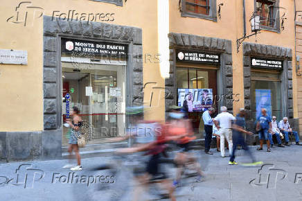 FILE PHOTO: A branch of Monte dei Paschi di Siena (MPS) in Siena, Italy,