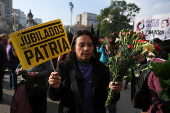 Protest of pensioners against Argentine President Javier Milei's austerity policies, in Buenos Aires